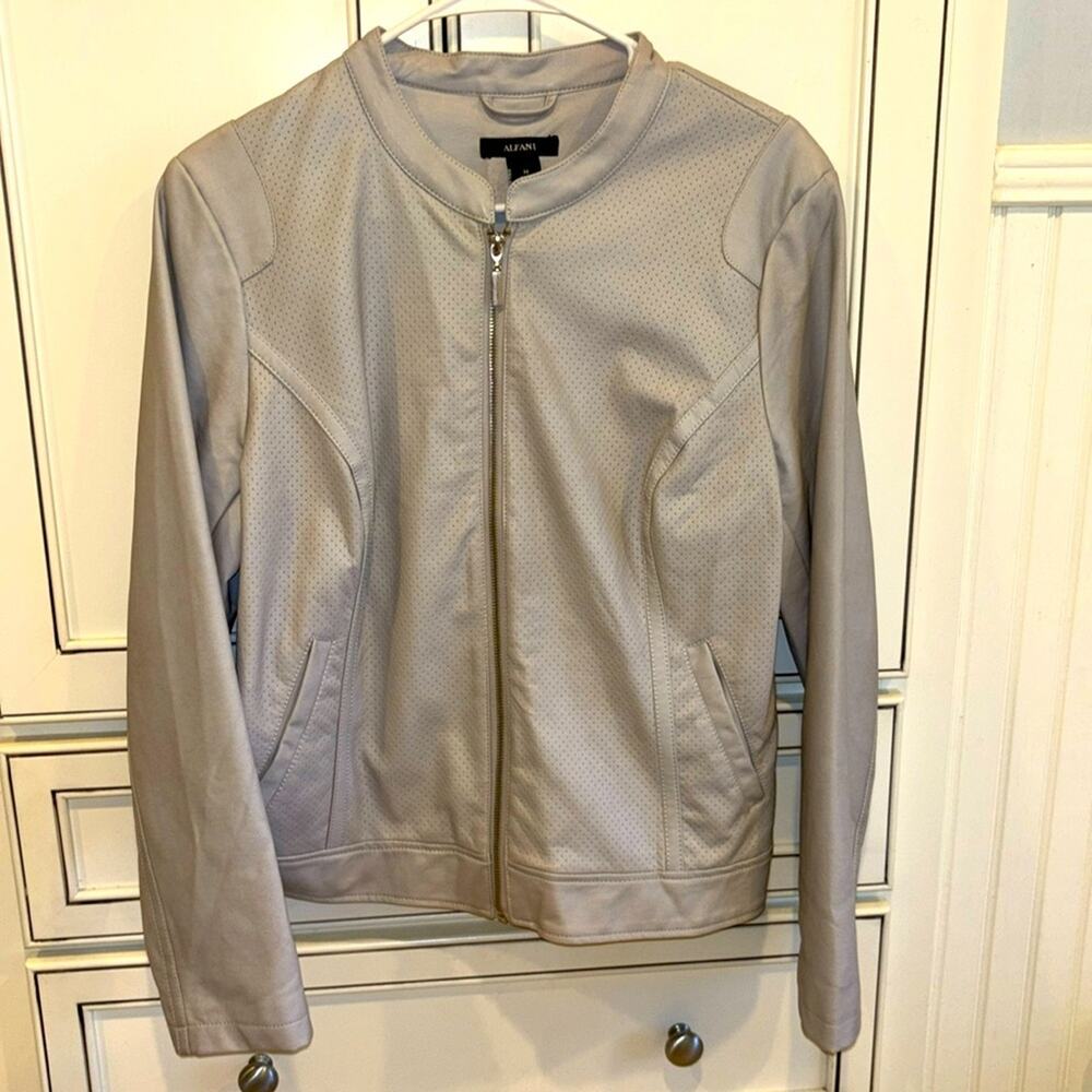 ALFANI faux leather grey jacket